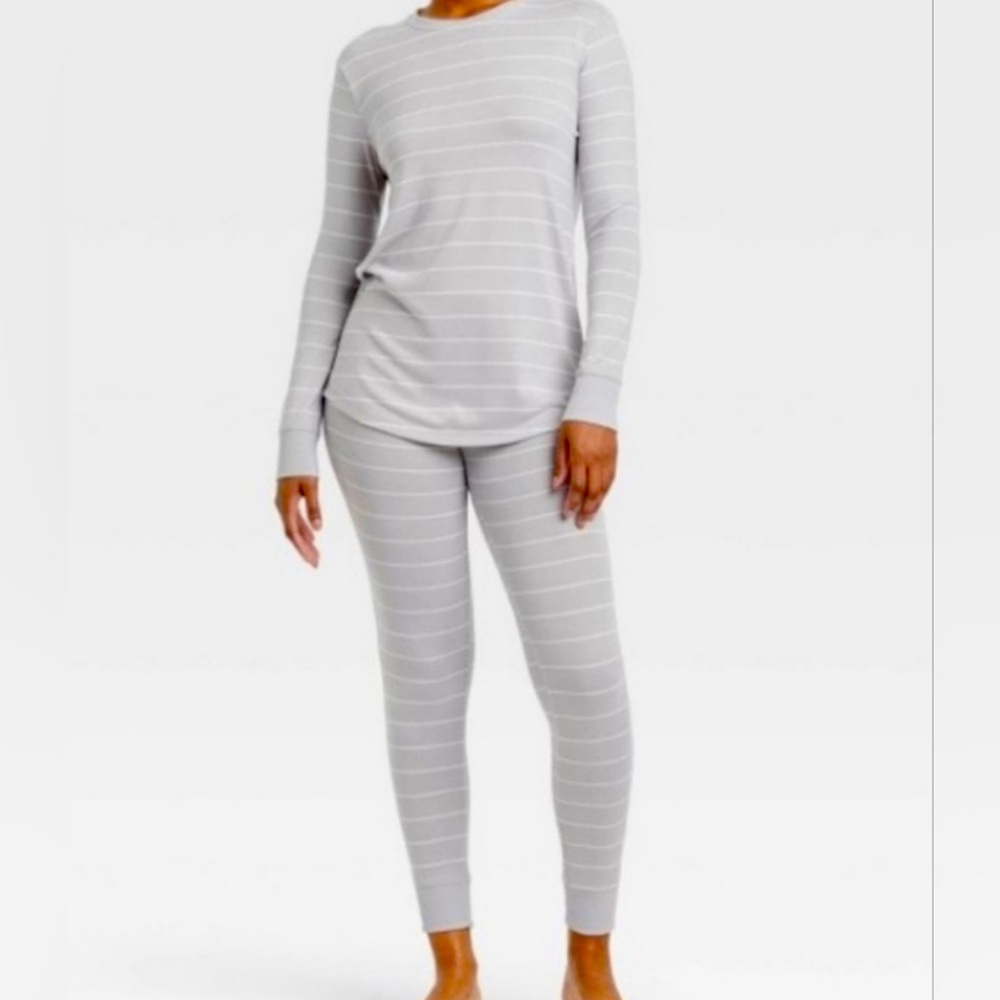 "Stars Above " Lightweight Gray white striped Pajama Set Nwt Sz. XS
